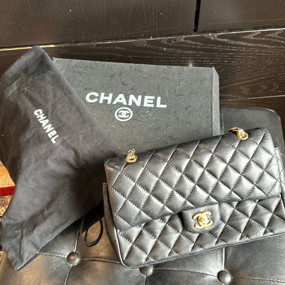 10x7 Chanel Purse with dust bag, original box, and certificate of authenticity